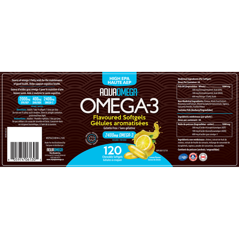 Omega-3 High EPA Lemon · 120 Chewable Softgels