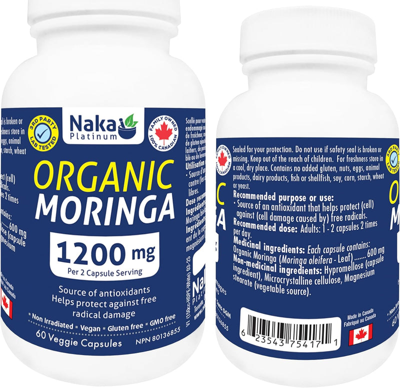 Organic Moringa 1200 mg · 60 Capsules