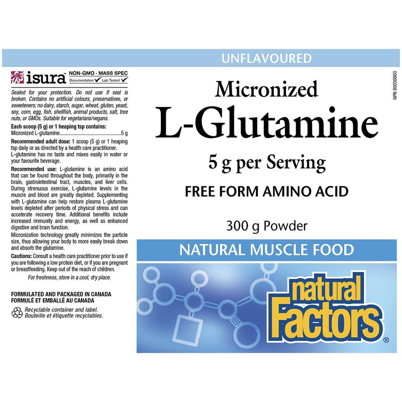 Micronized L-Glutamine 5 g · 300 g Unflavoured Powder