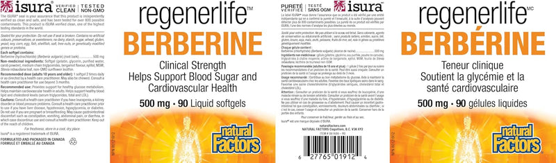 RegenerLife Berberine 500 mg · 90 Liquid Softgels