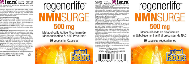 RegenerLife NMNSurge 500 mg · 30 Capsules