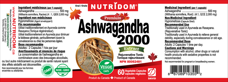 Nutridom Ashwagandha 2000 · 60 Capsules