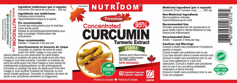 Nutridom Curcumin 95% Turmeric Extract 400 mg · 60 Capsules