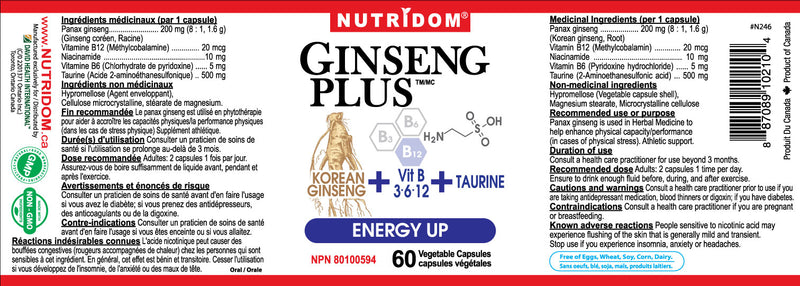 Nutridom Ginseng Plus ENERGY UP · 60 Capsules