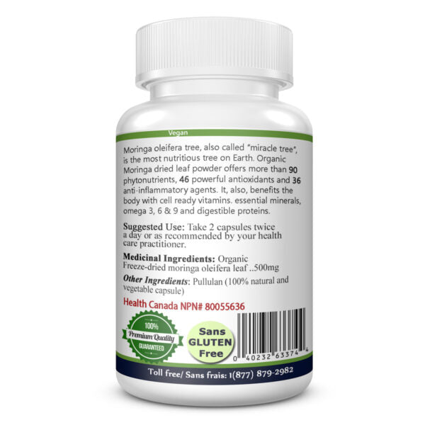 Organic Moringa 500 mg · 120 Capsules