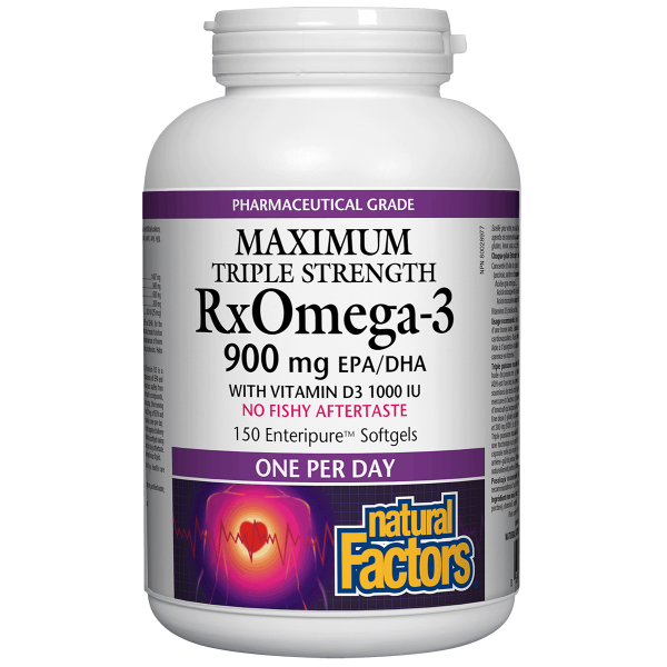 RxOmega-3 900 mg EPA/DHA · Maximum Triple Strength · 150 Softgels