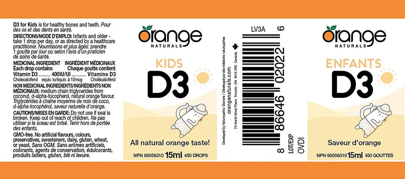 Kids D3 · 400 IU · Orange Flavour · 15 mL