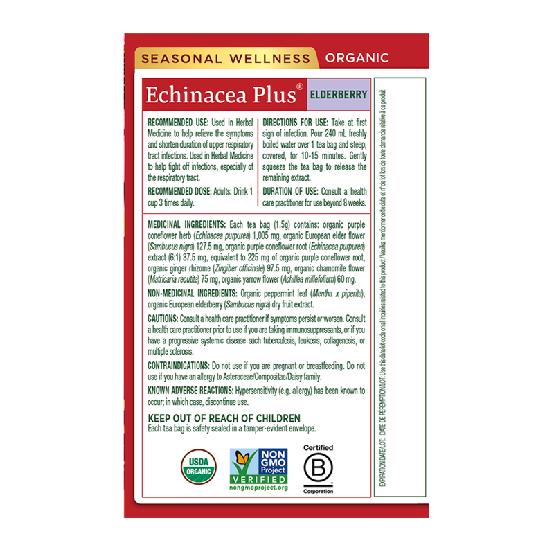 Organic Echinacea Plus Elderberry · 16 Tea Bags