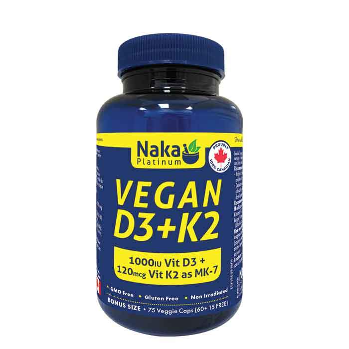 Vegan D3+K2 1000 IU + 120 mcg K2 as MK-7 · 75 Capsules